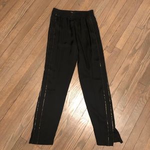 Theory Viewpine Satin Silk Beaded Pants Black 00